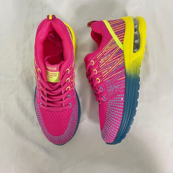 Neon Pink Yellow Color Bock Running Sneaker US 6.5 / EU 37 - Picture 8 of 8
